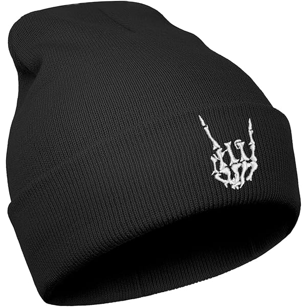 MixYoke Gothic Skull Beanie Hats for Men Women, Skeleton Cuffed